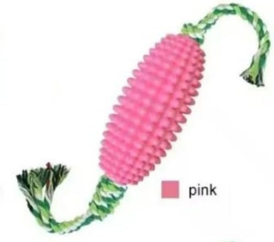 Ozzything'S Dog Chew Toy with Rope, Textured Rubber, Multiple Colours Available (Pink) image number 2