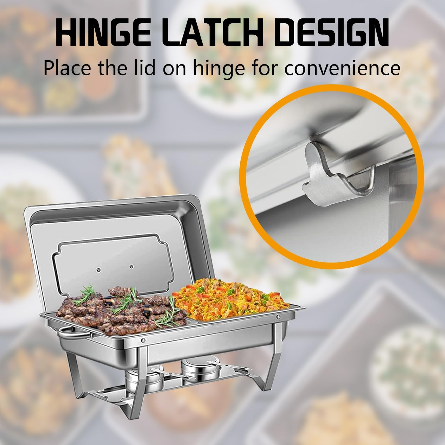 2 Pack Chafing Dish Buffet Set with Covers 9L Chafing Dish Stainless Steel Food Buffet Warmer Pan, Buffet Servers and Warmers for Catering Event Party Banquet (2X4.5L Trays Food Pan) (2PCS 9L) image number 5