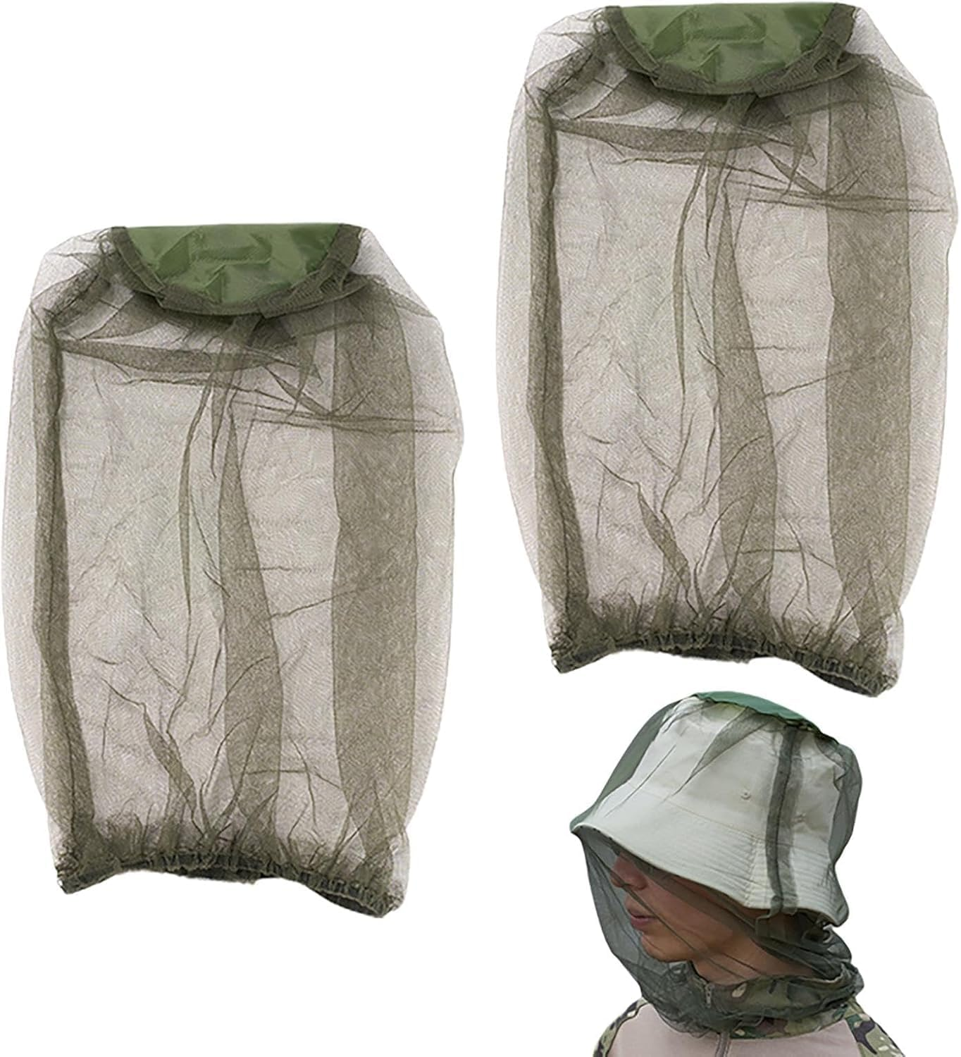 2 Pcs Mosquito Repellent Mesh Head Net, Lightweight Face Netting Mask for Bugs, Gnats, No-See-Ums - Outdoor Protection for Camping, Hiking, Fishing