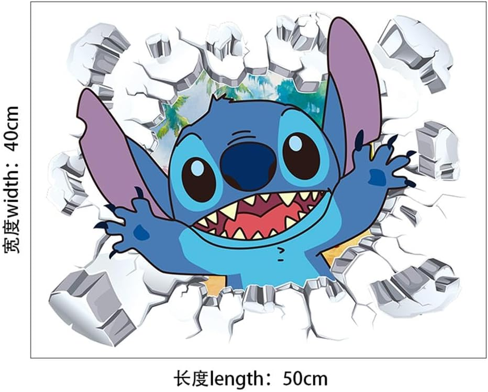 Lilo and Stitch Wall Decals - Kids Cartoon Wall Art for Bedroom Decor - DIY Removable Stickers for Themed Room (23.7X17.8 Inch) image number 3