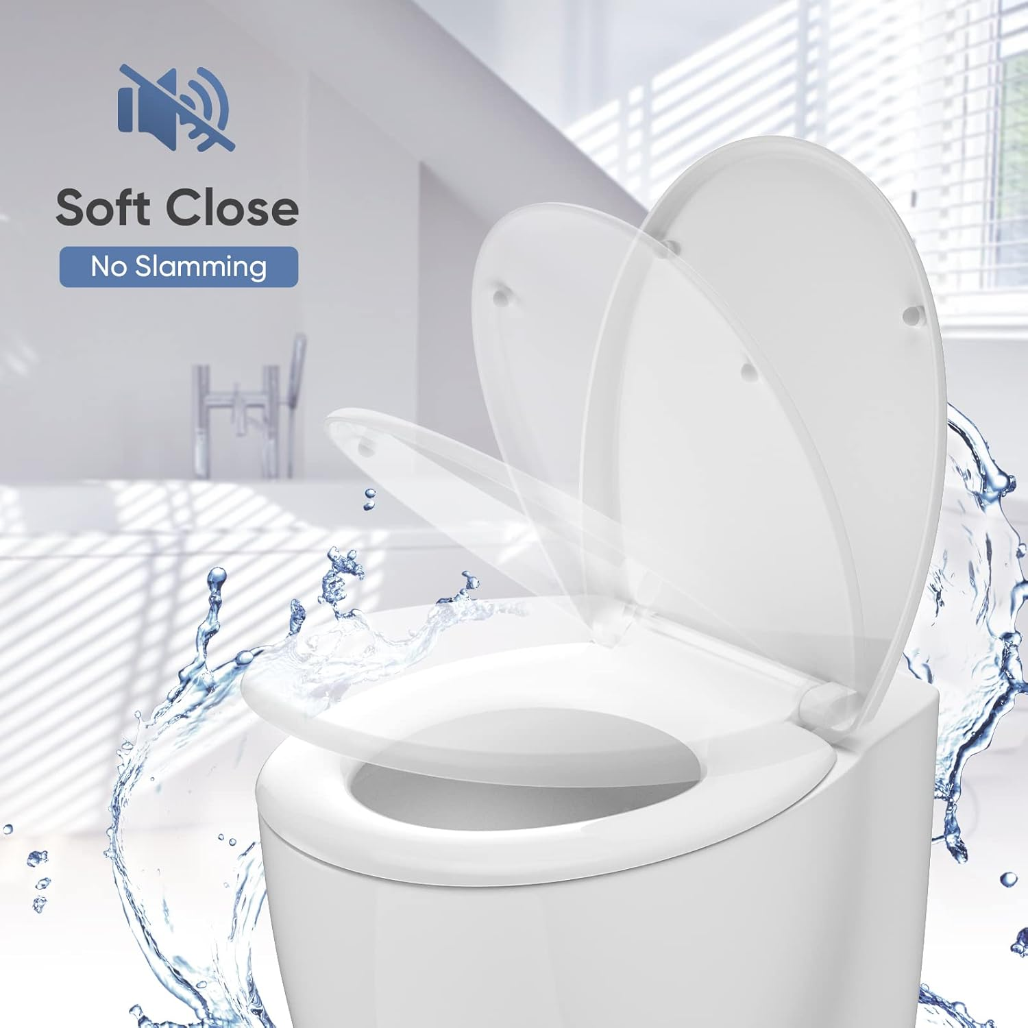 Toilet Seat, MUJIUSHI Soft Close Toilet Seats with Quick Release & Non-Slip Seat Bumpers, Simple Top Fixing, Standard Toilet Seats White with Adjustable Hinges, O Shape image number 5