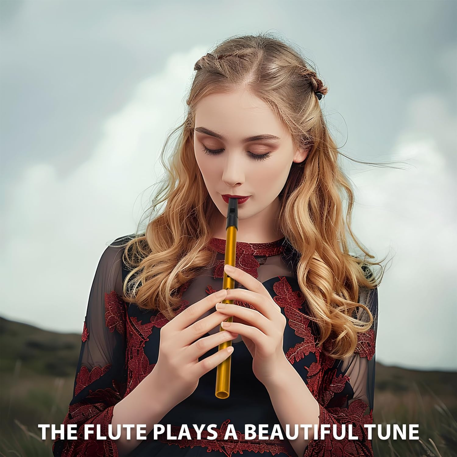 Irish Tin Whistle in Key of C, Traditional Penny Whistle for Adults & Beginners, Ideal for Celtic Folk Music, Brass Clarke Wind Instruments & Low Whistle with Music Book (Gold) image number 4