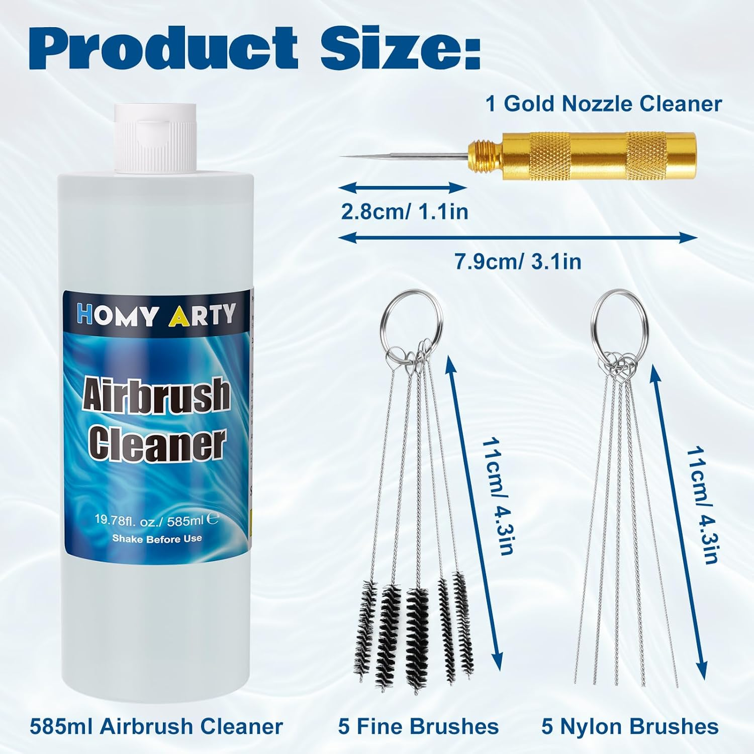 Airbrush Cleaner Kit 19.78 Fl Oz - with Nozzle Cleaner & Cleaning Brushes, Airbrush Cleaning Kit for Water-Based Acrylic Airbrush Paint, Art Tools, Brushes & Airbrushes image number 1