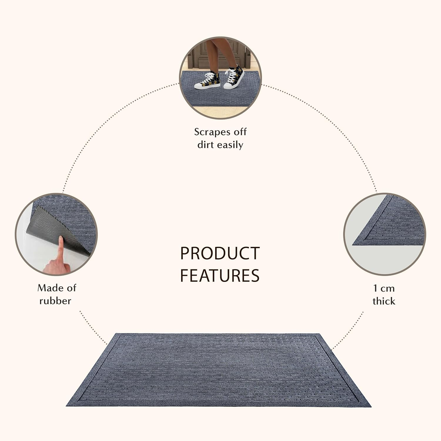 Rubber Doormat | Capsule Rubber Doormat for Indoor and Outdoor Use (40Cm X 60Cm) image number 1