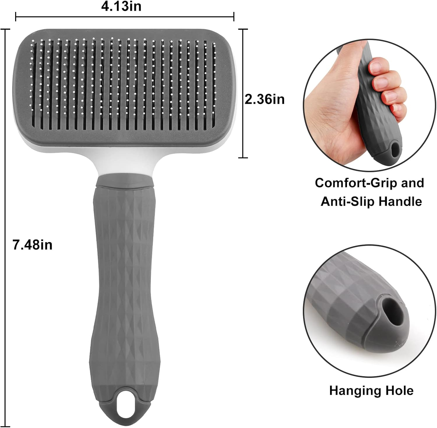 Dog Brush Cat Brush Grooming Comb,Self Cleaning Cat Dog Slicker Brushes with Smooth Handle,Pet Grooming Tool with Cleaning Button for Cat Dog Shedding Tools Cat Dog Massage Clean Tangled Brush