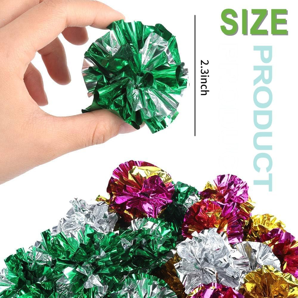 20Pcs 2.4" Crinkle Balls Cat Toys Funny Lightweight Shiny Crinkle Paper Ball Bright Color Paper Ball Kitten Toys Indoor Interactive Toy Ball with Crinkly Sound for Kittens and Adult Cats image number 4