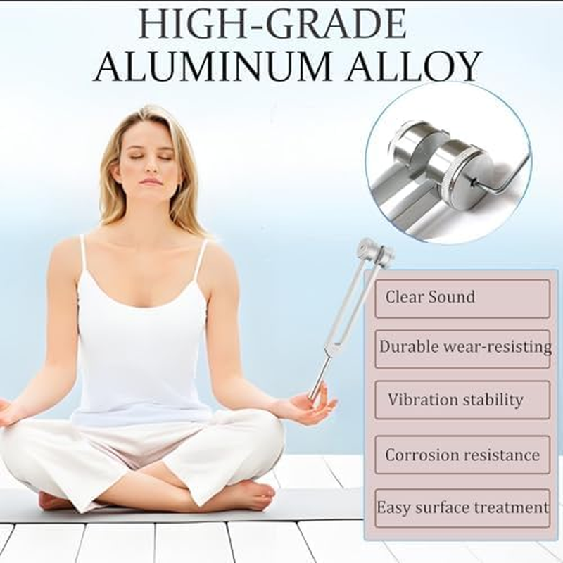 Tuning Forks, 4Pcs Tuning Fork Set Om136.1Hz, C128Hz, C256Hz, 384Hz with Wooden Base and Reflex Hammer Set for Healing, Sound Vibration, Yoga Teacher image number 3