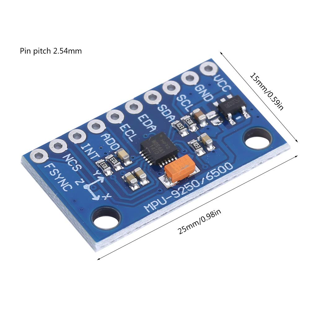 MPU 9250 9 Axle 16 Bit Gyroscope Acceleration Magnetic Sensor 3~5V for Accurate Measuring, GY9250 High Precision Magnetometer Sensor,16 Bit Output Gyroscope Accelerometer Combo