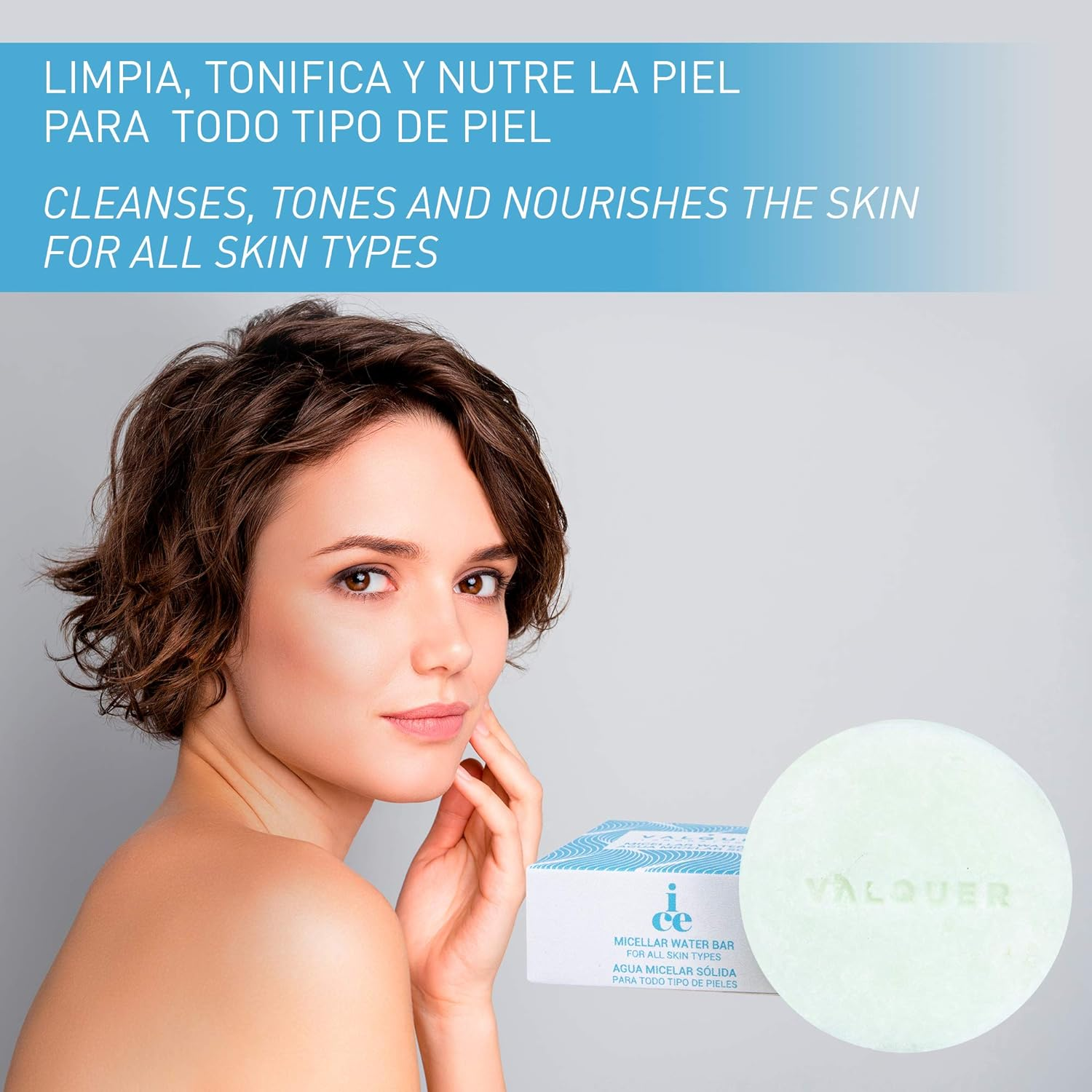 Valquer Solid Micellar Water. Soap Free, No Plastics, Organic and Natural Facial Cleanser 50 G (All Skin Types) image number 1