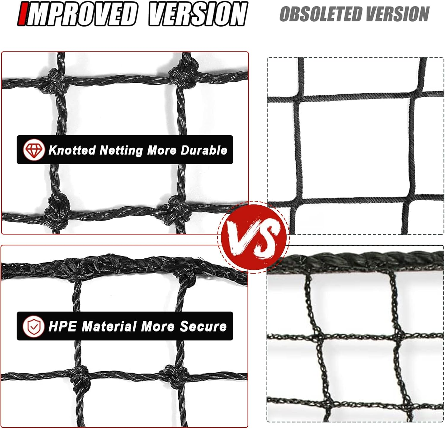 AOLIGEIJS Baseball Softball Backstop Nets,Sports Net,Sports Netting Barrier,Sports Netting for Backyard,Twisted Knotted PE Net image number 6