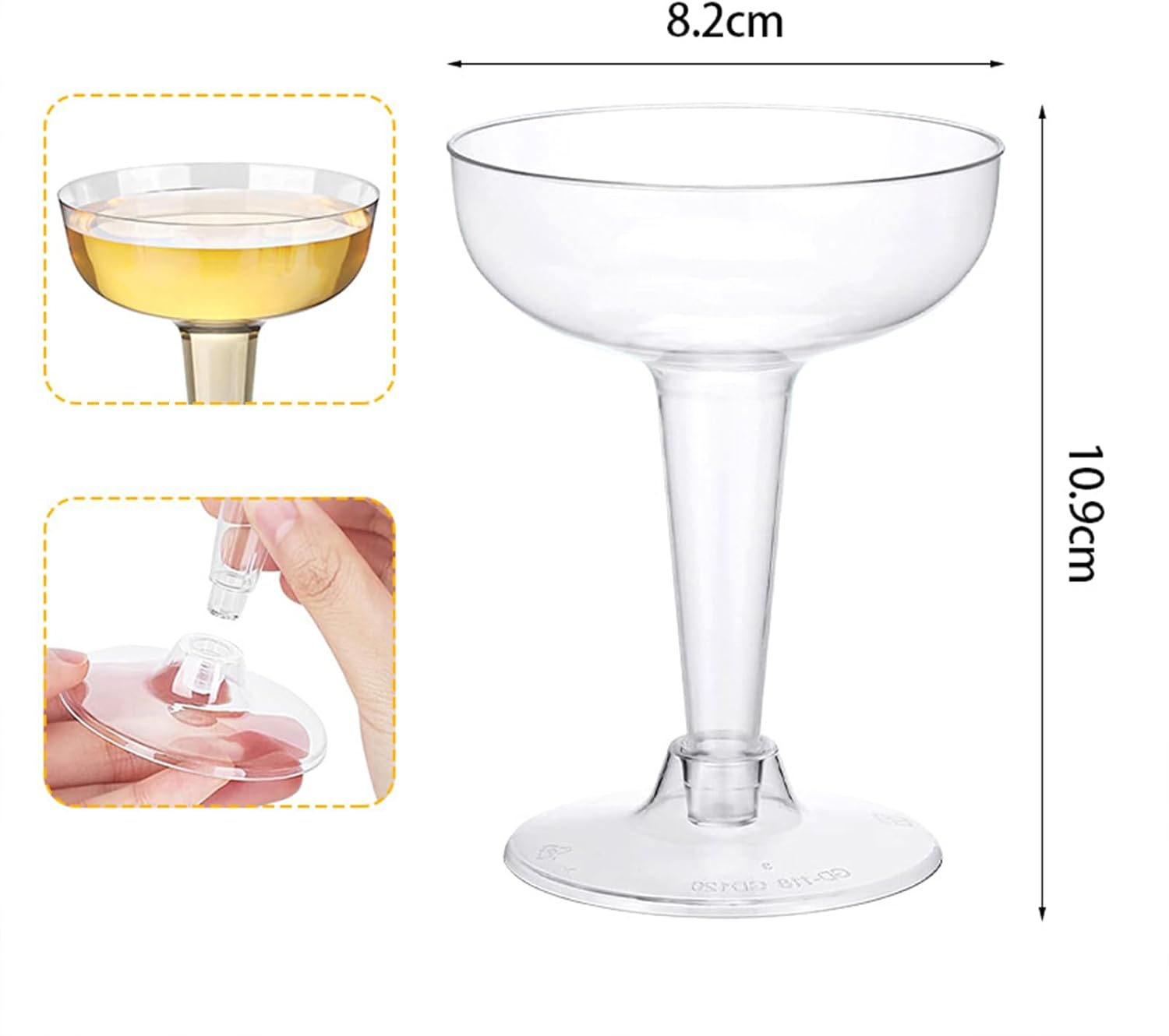 25 Pcs Transparent 4 Ounce Re-Usable Champagne Flutes Margarita Cups Cocktail Glasses image number 4