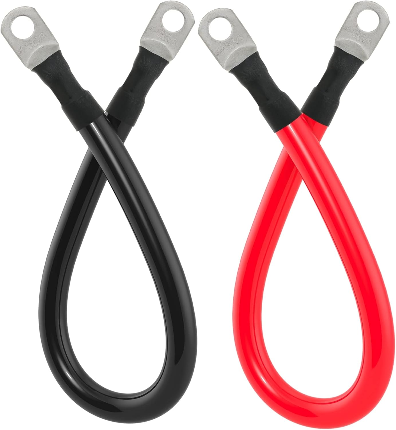 1/0 AWG Gauge Battery Cable Power Inverter Cables with 3/8 Inch Lugs for Solar Marine RV Car Truck Tractor Motorcycle 2Pcs (1FT) image number 4