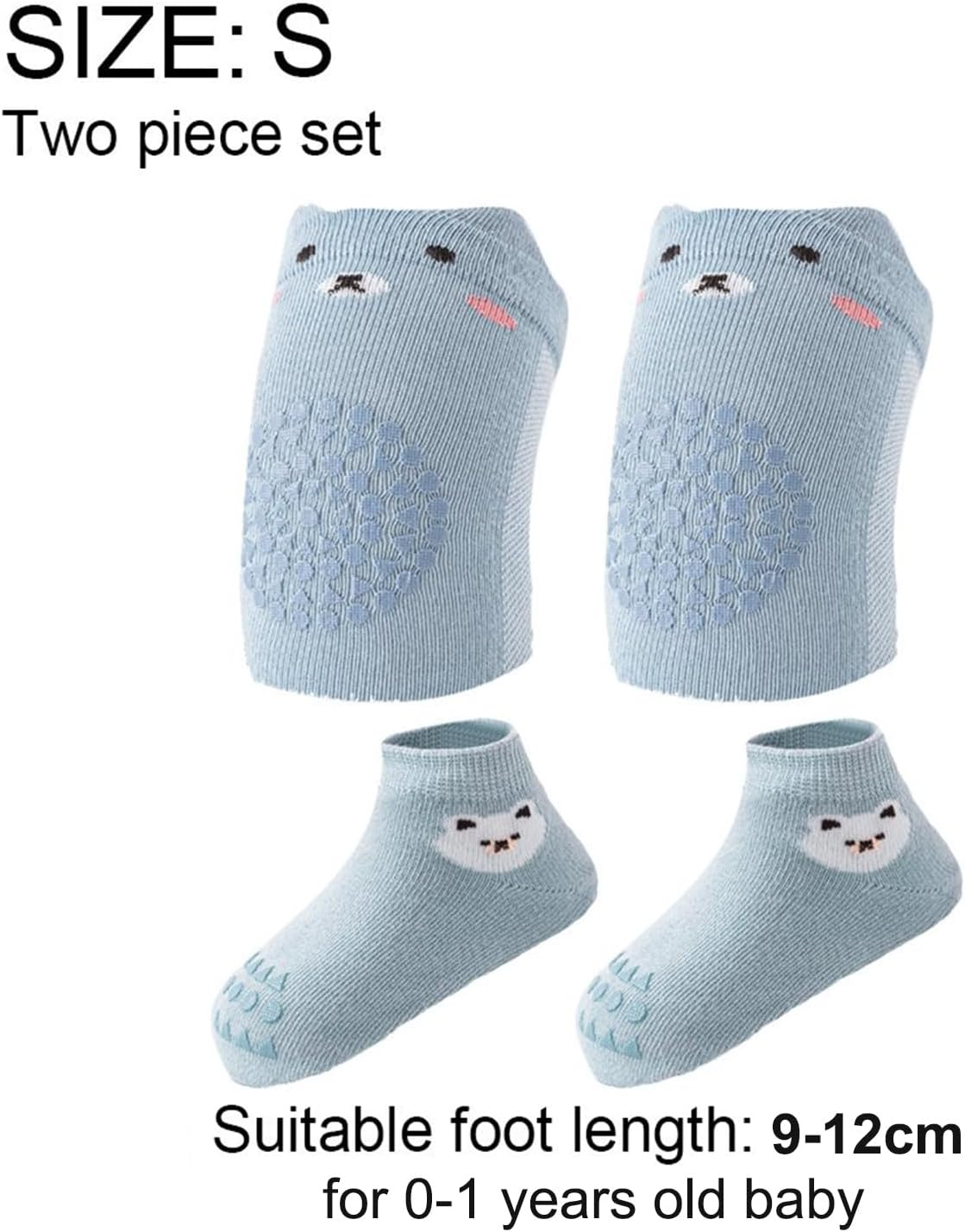 4 Pairs Baby Crawling Knee Pads and Socks Set, Toddler Baby Knee Protectors and Socks for Crawling, Infant Boys Girls with Grips image number 6