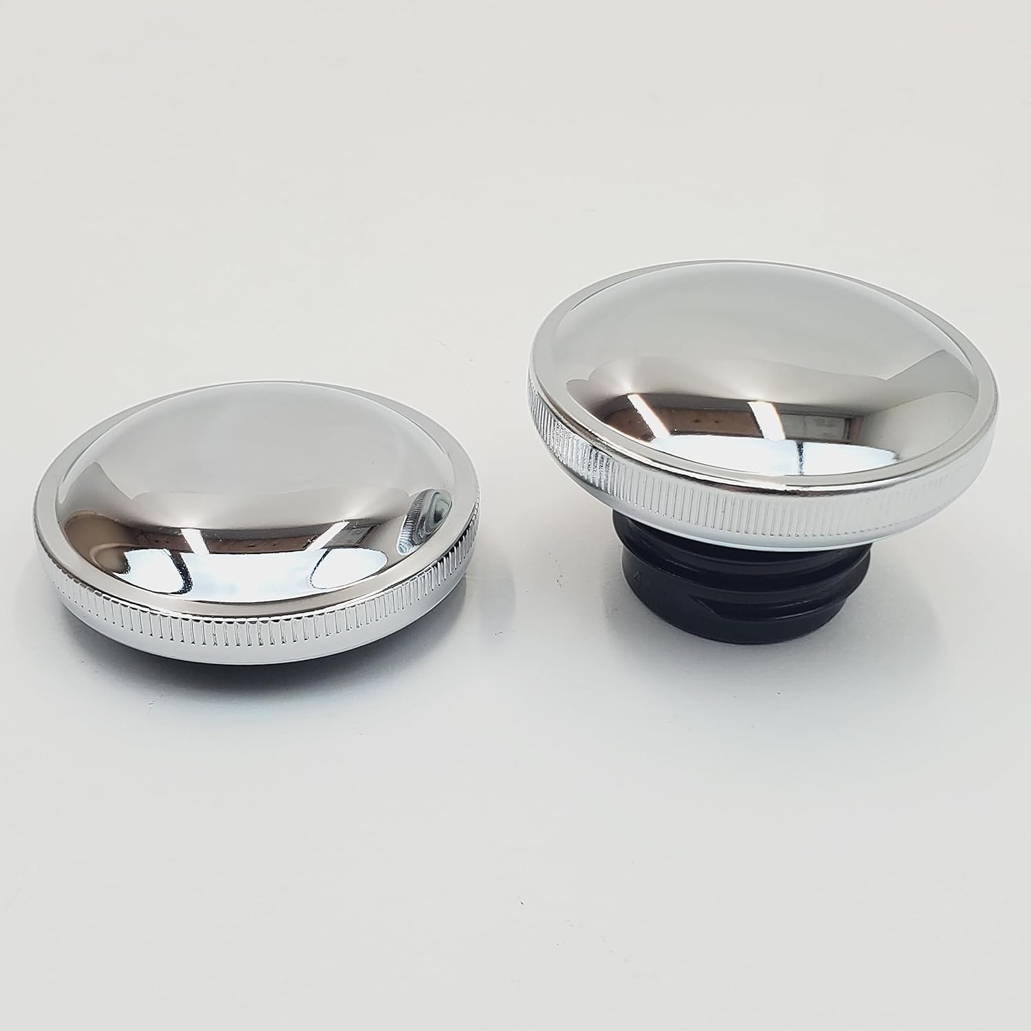 &ldquo;Live to Ride, Ride to Live&rdquo; Eagle Spirit Chrome Domed Gas Cap Covers with Adhesive Backing for 1973-2023 OE Style Harley Gas Caps (SOLD as a PAIR - Left & Right) 2-7/8&rdquo; Diameter image number 1