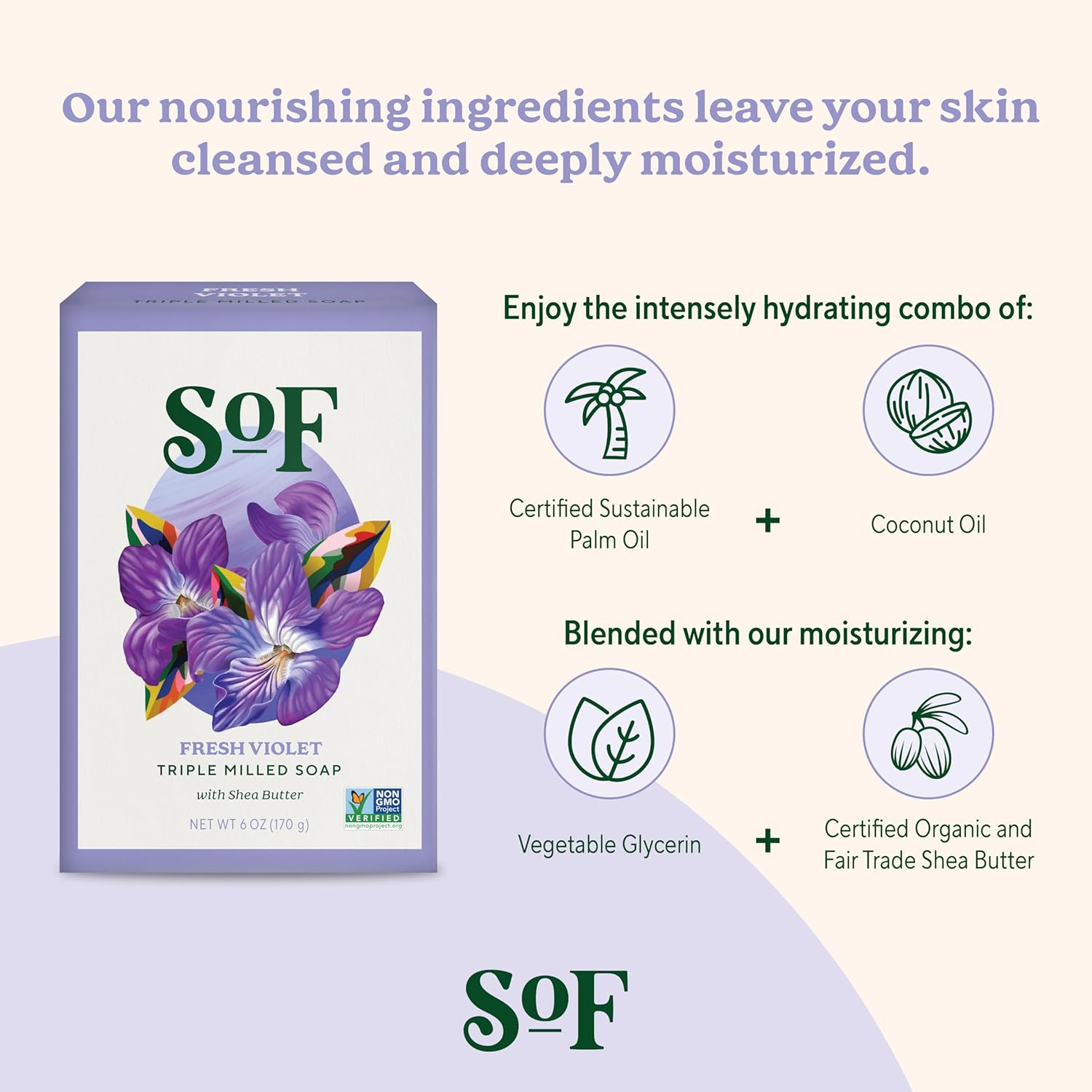 South of France - French Milled Vegetable Bar Soap Violet Bouquet - 6 Oz. image number 3