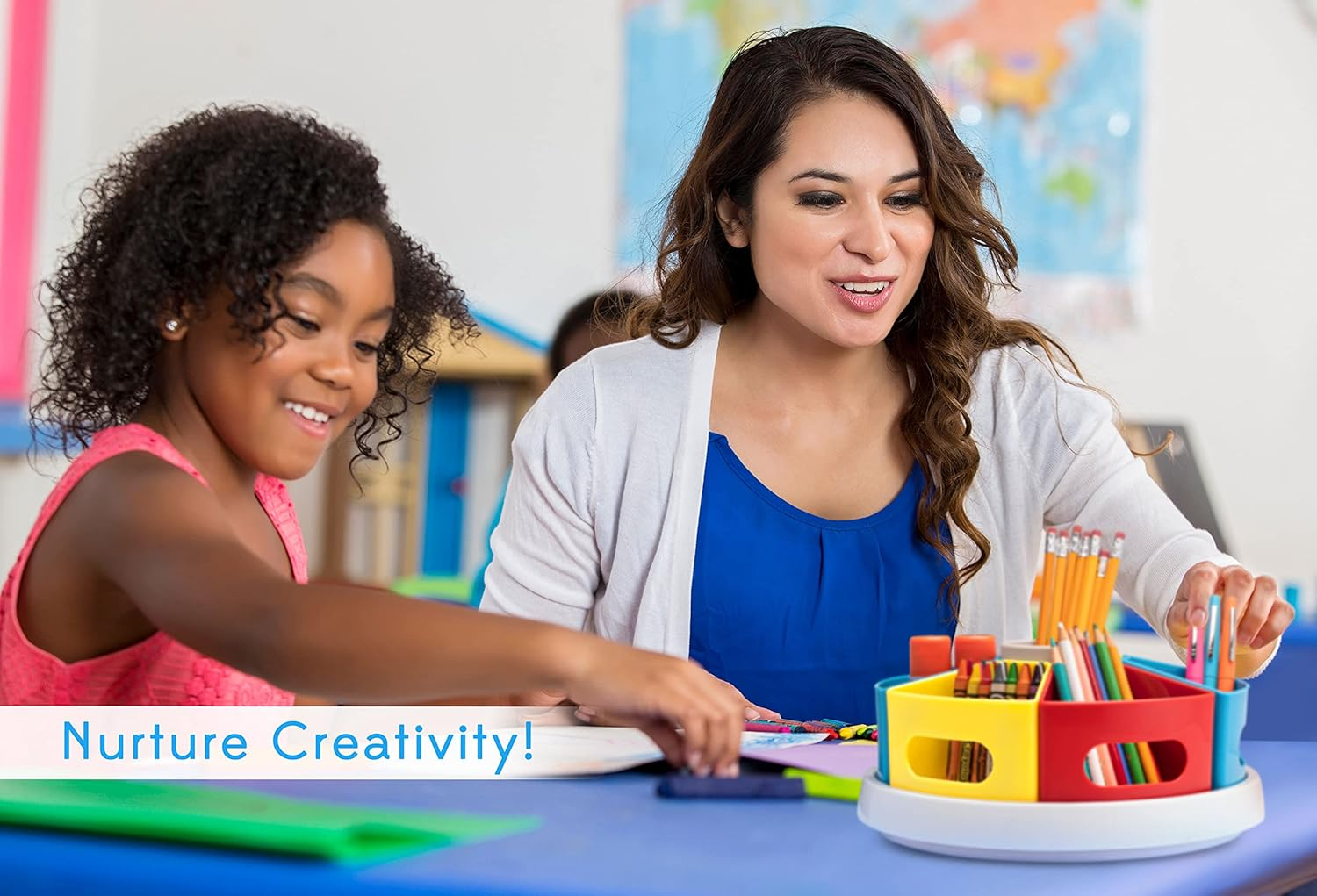 Creative Caddy Rotating Art Supply Organizer, Kids Desk Organizer, Art Caddy, Crayon Holder Marker Organizer, Art Organizers and Storage, Kids Art Desk Accessories, Homeschool Supplies