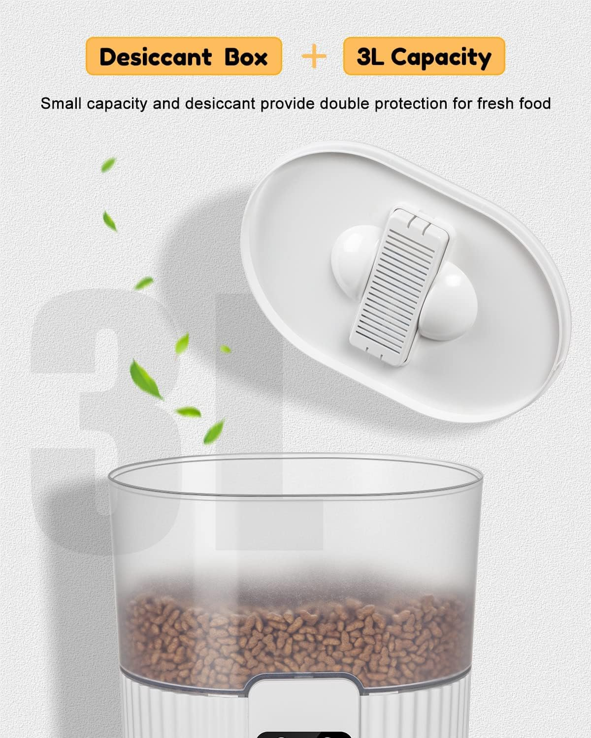 Xversion Automatic Cat Feeders with APP: Wifi Pet Food Dispenser for Cat & Small Dog, Smart Timed Auto Pet Feeder, Portion Control- Battery and Plug-In Power up to 10 Meals per Day (15 Cup) - White image number 2