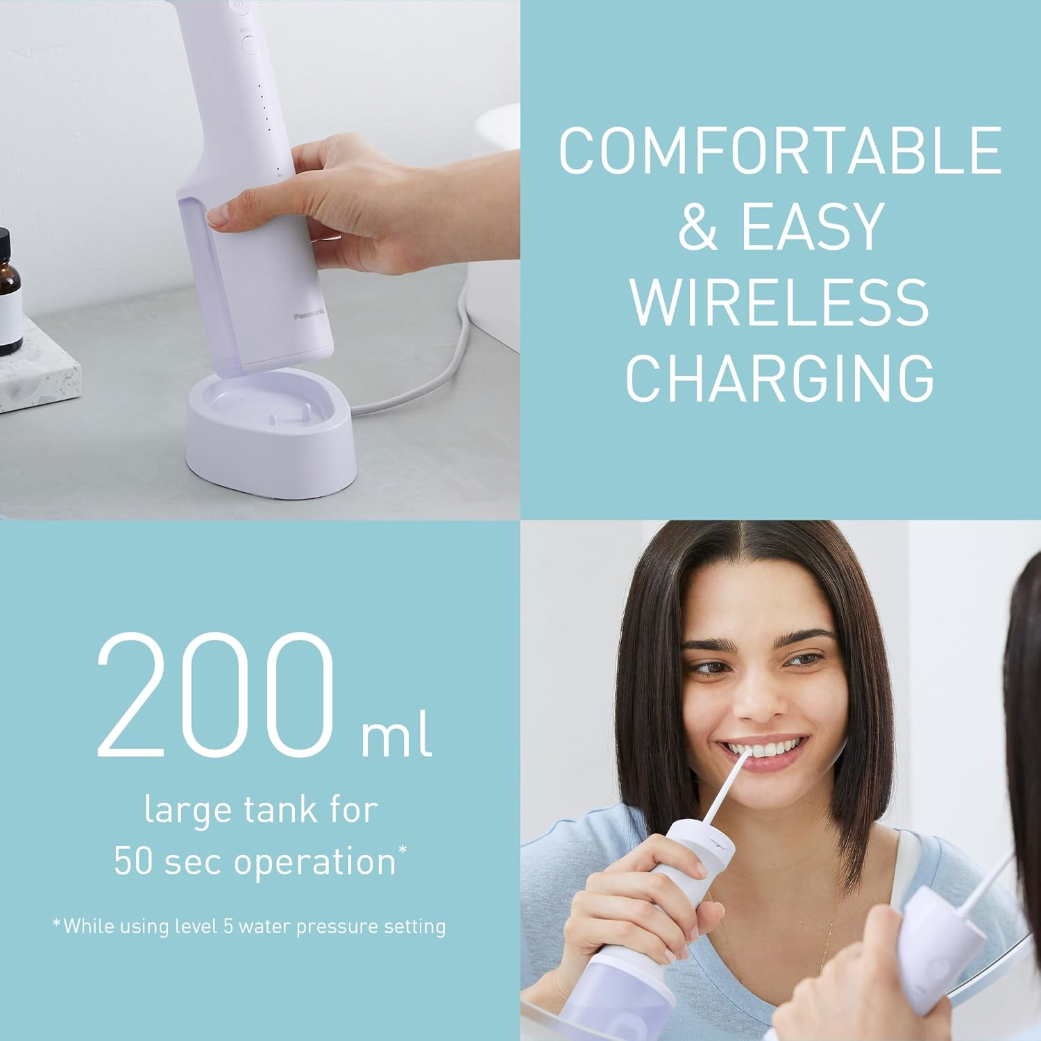 Panasonic Series 300 Oral Irrigator EW-DJ26-V303 200Ml IPX7 2 Normal Nozzles 5 Water Pressure Levels Travel Accessories Purple image number 4