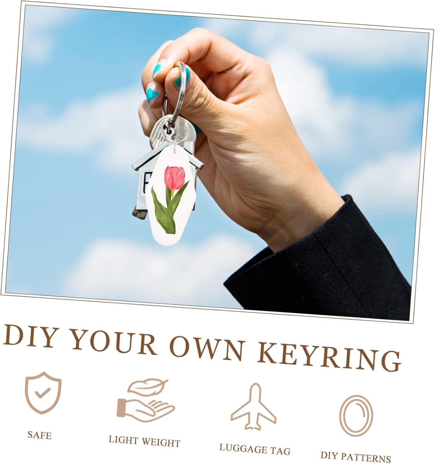 TINEASUR 20Pcs Blank Keychain Tags for Luggage Backpack Key Labels for Travel Crafting Organization image number 3