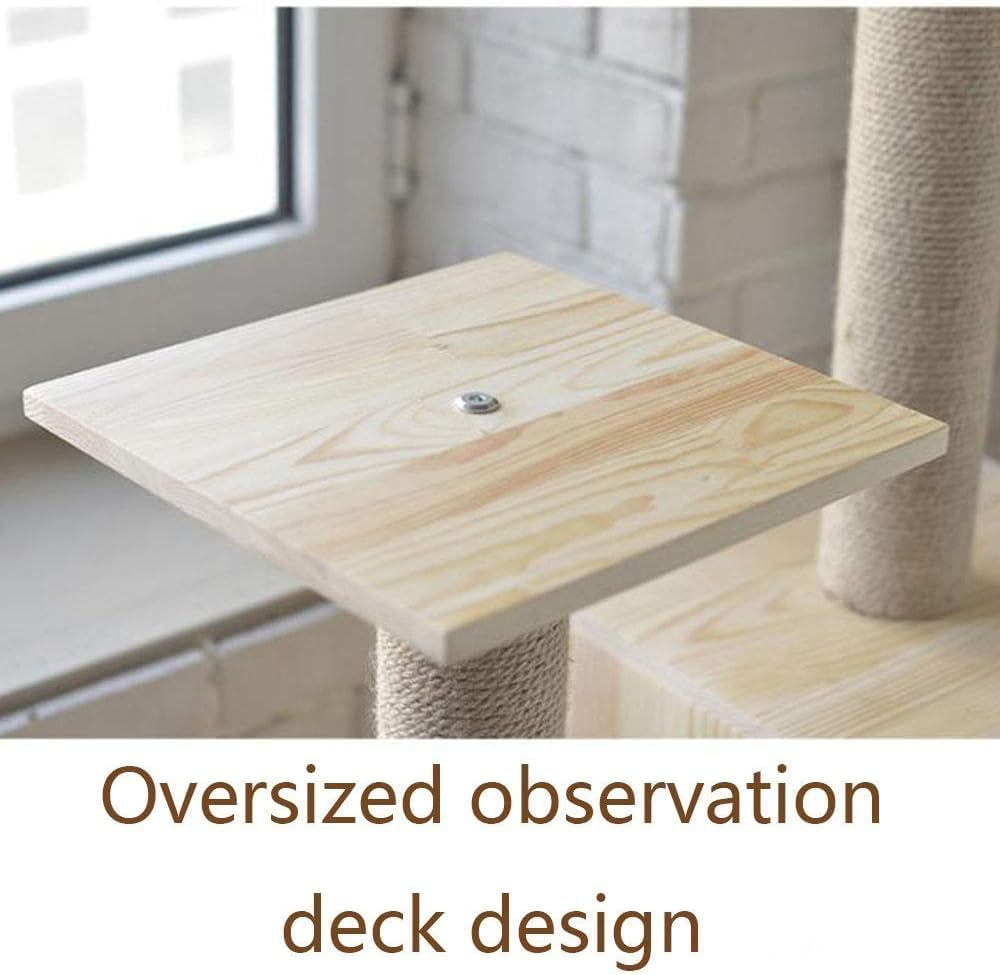 Solid Wood Cat Tree for Cats Stable Cat Tower Bold Sisal Tightly Wound Struts Comfortable Cat Litter Cat Condo image number 2