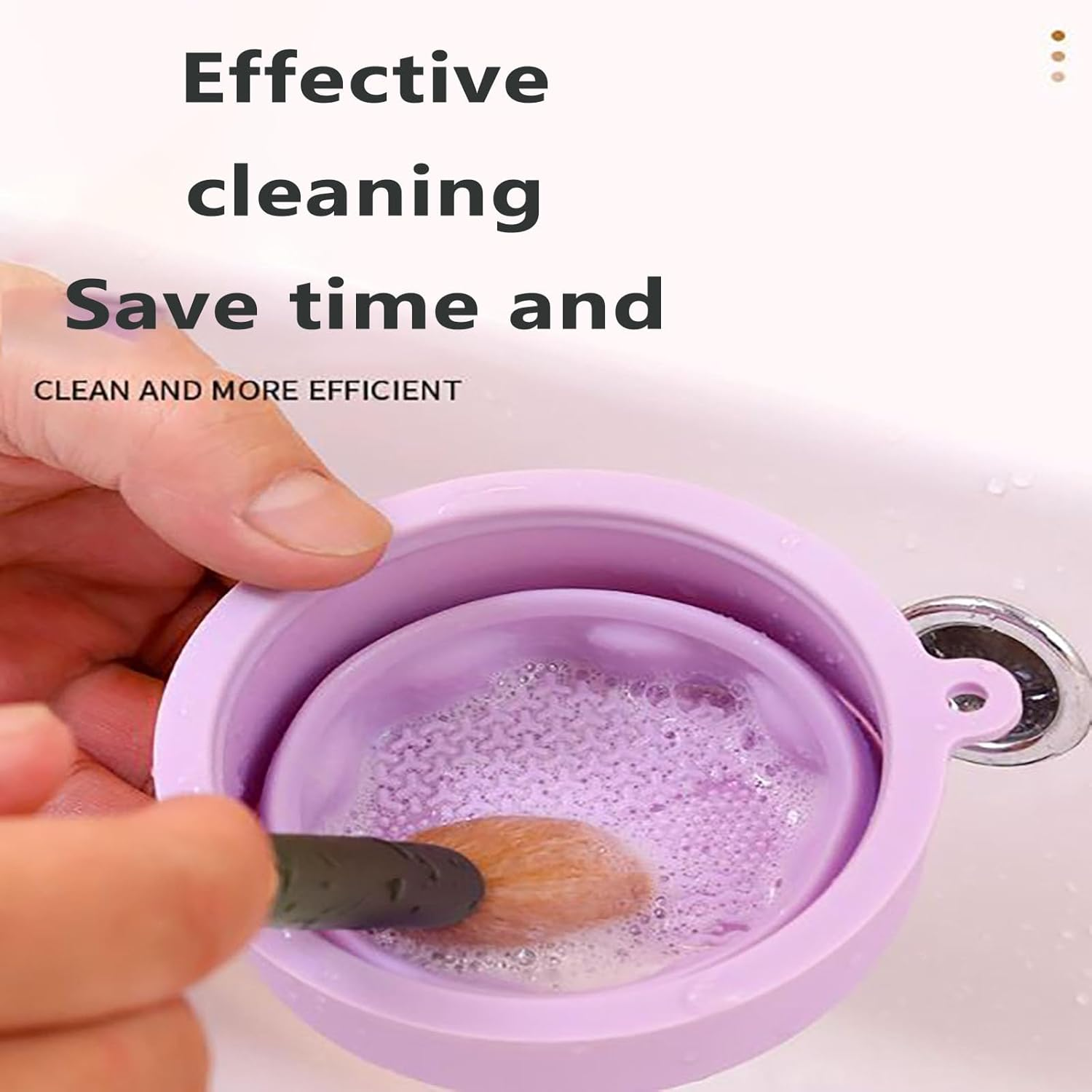 SYGELER Makeup Brush Cleaner Mat with Brush Storage Holder,3-In-1 Folding Makeup Brush Cleaning Pad - with Brush Drying Rack, Silicone Scrubbing Board+Powder Puff Cleaning Bowl image number 3