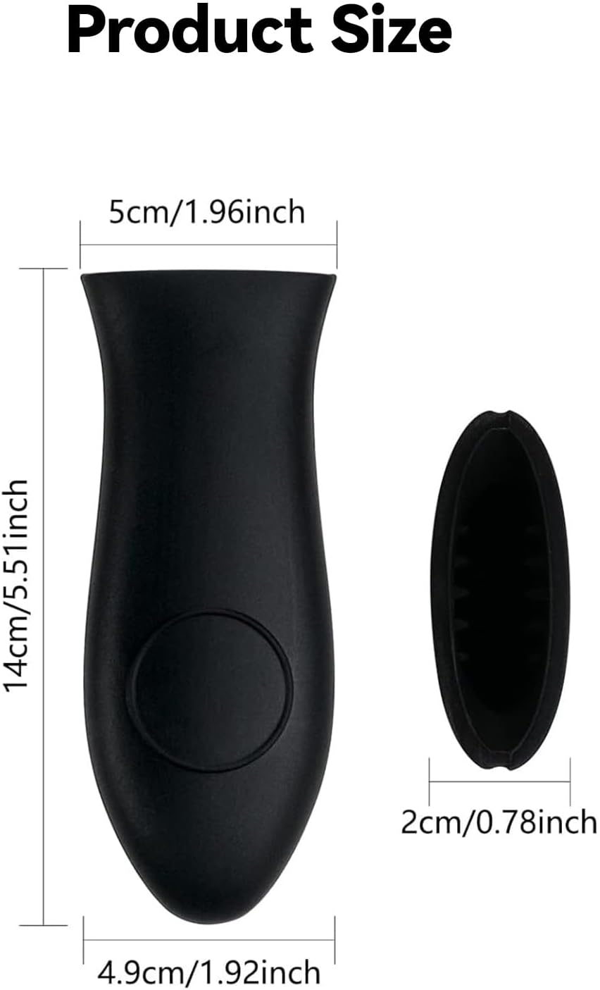 Non-Slip Silicone Handle Holder, Pyhot 2 Pack Black Silicone Cast Iron Handle Cover Skillet Grip Sleeve Cover for Pans Cookware image number 2