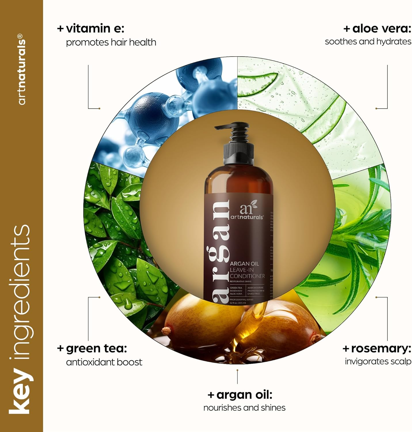 Artnaturals Argan Oil Leave-In Conditioner - (12 Fl Oz / 355Ml) - Made with Organic and Natural Ingredients - for All Hair Types &ndash; Treatment for Damaged, Dry, Color Treated and Hair Loss image number 1