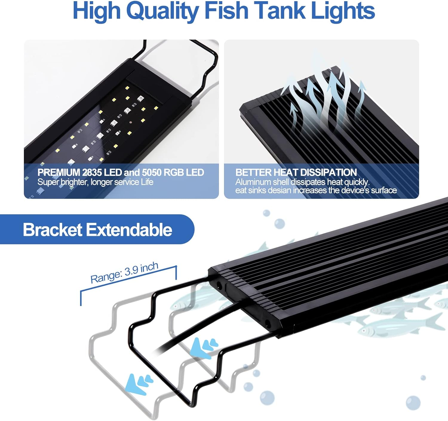 Led Aquarium Light, Dimmable WRGB Full Spectrum Aqua Plant Fish Tank Light Lamp with Timer Extendable Brackets for 32W 60-80Cm Freshwater Planted Tank image number 4