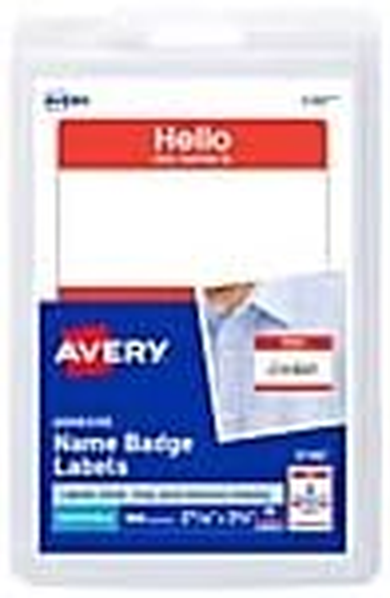 Avery Hello My Name Is Name Tags, White with Red Border, 100 Removable Name Badges (05140) - 2-1/3" X 3-3/8", White image number 7