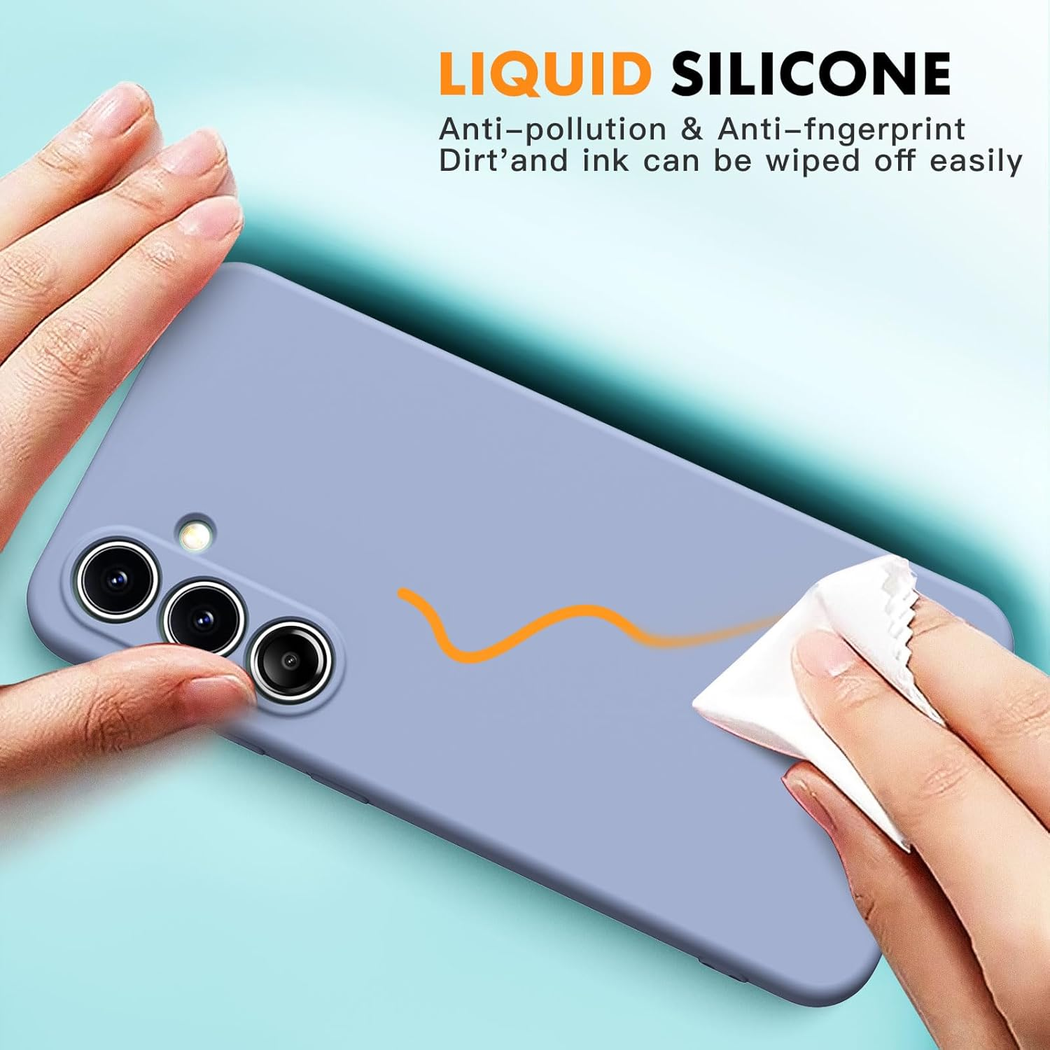 Vansdon for Samsung Galaxy S24 FE Case, 2 Pack Tempered Glass Screen Protectors, Soft TPU Liquid Silicone Case, Shockproof Rubber Silicone Gel Shell-Lavender image number 1