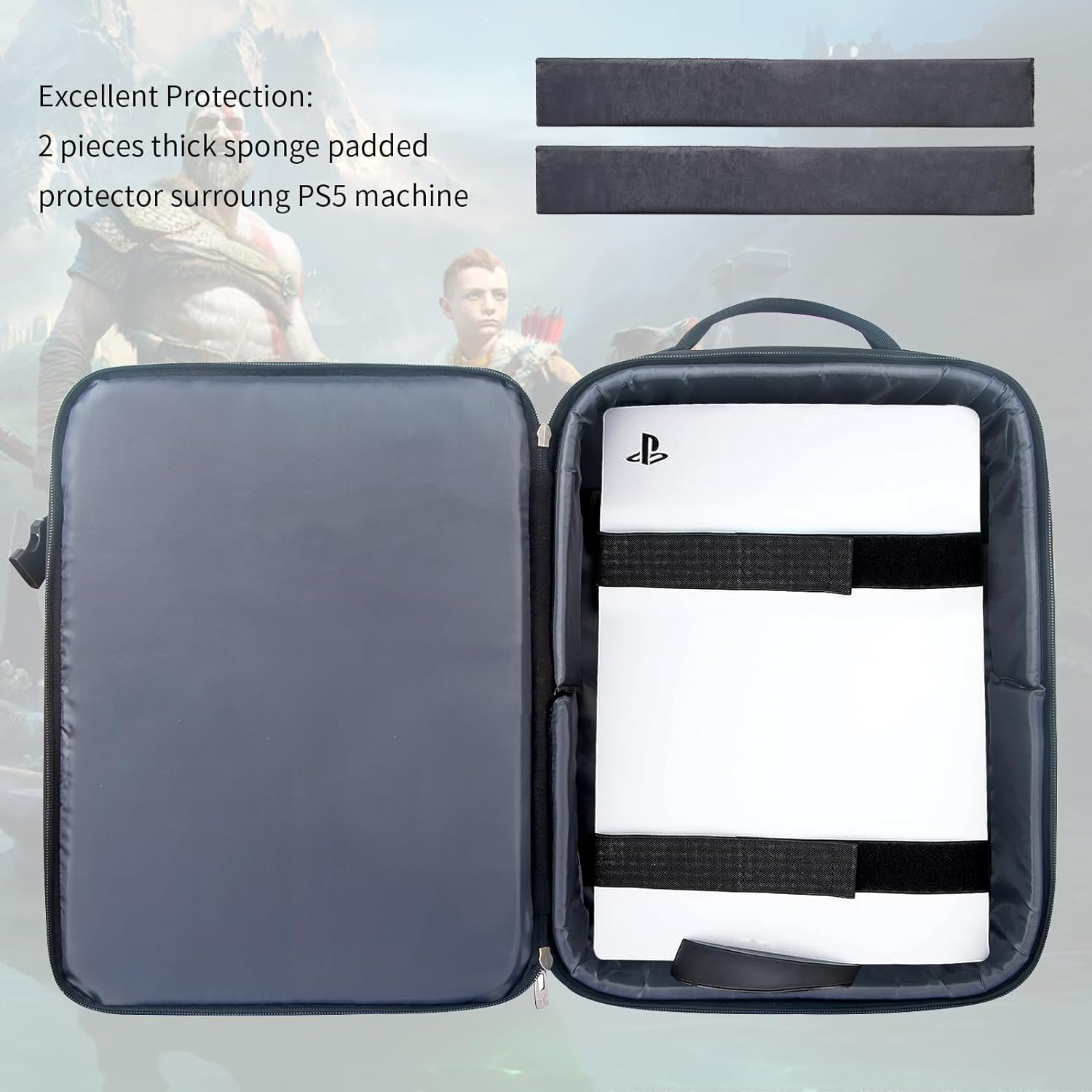 Hap Tim Travel Backpack for PS5 Console, Padded Protection Playstation 5 Carrying Case, Large Capacity for Laptop, PS5 Controller, Headset, Game Discs and Accessories, Black （AU-2306） image number 1