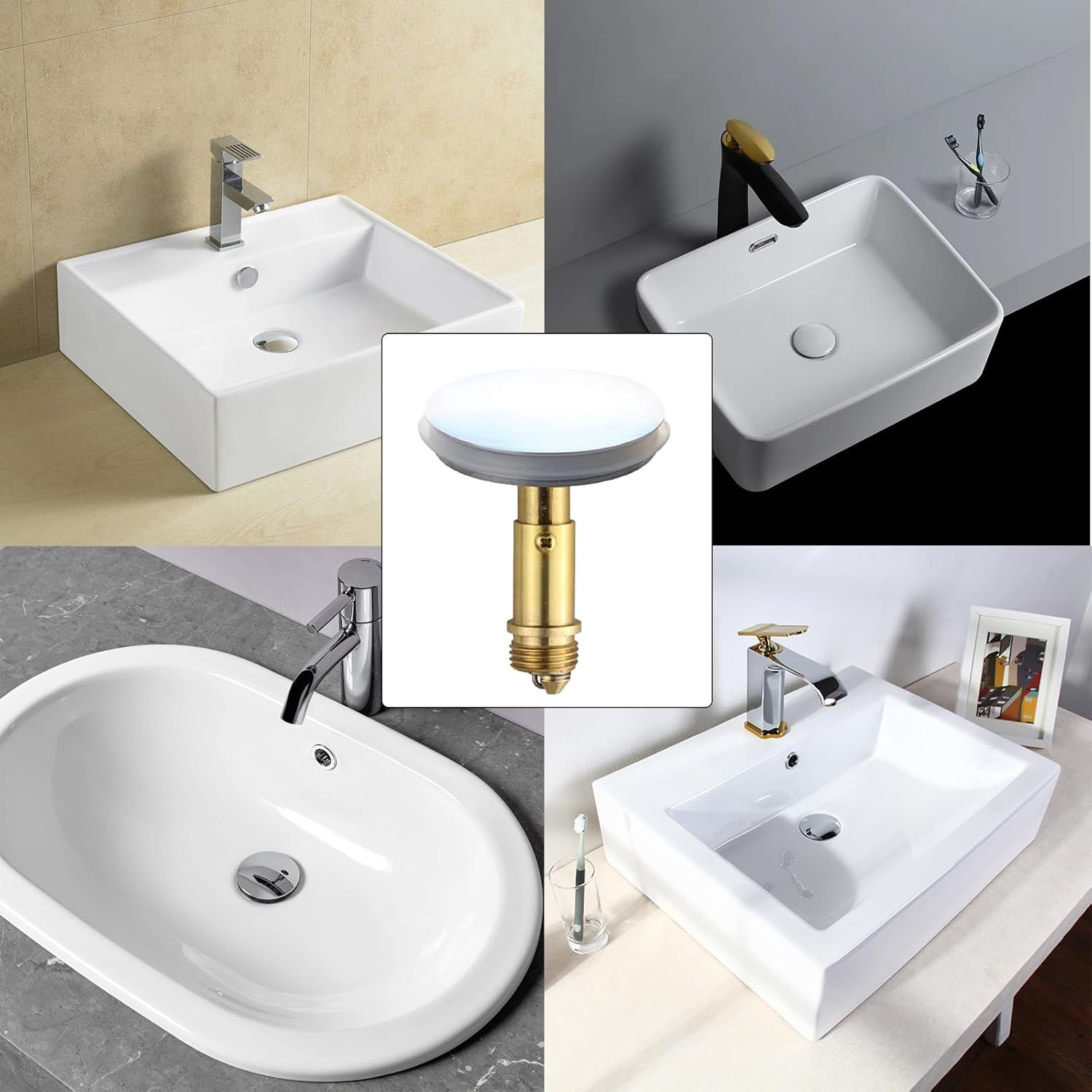 Hzqzaoan 2 Pack Bathroom Sink Drain Plug Stopper 38Mm - Chrome Click Clack Pop up Sink Plug for Bathroom Vanity, Universal Waste Drain Stopper Sink Plug for Kitchen/Bathroom Sink image number 4