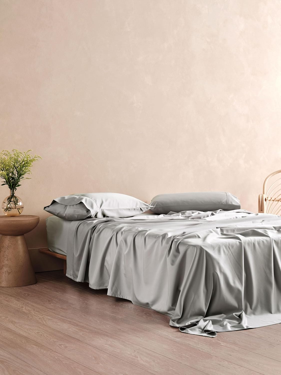 Linen House Haven Flat Bed Sheet Set, White, King Bed Size - Clay image number 2