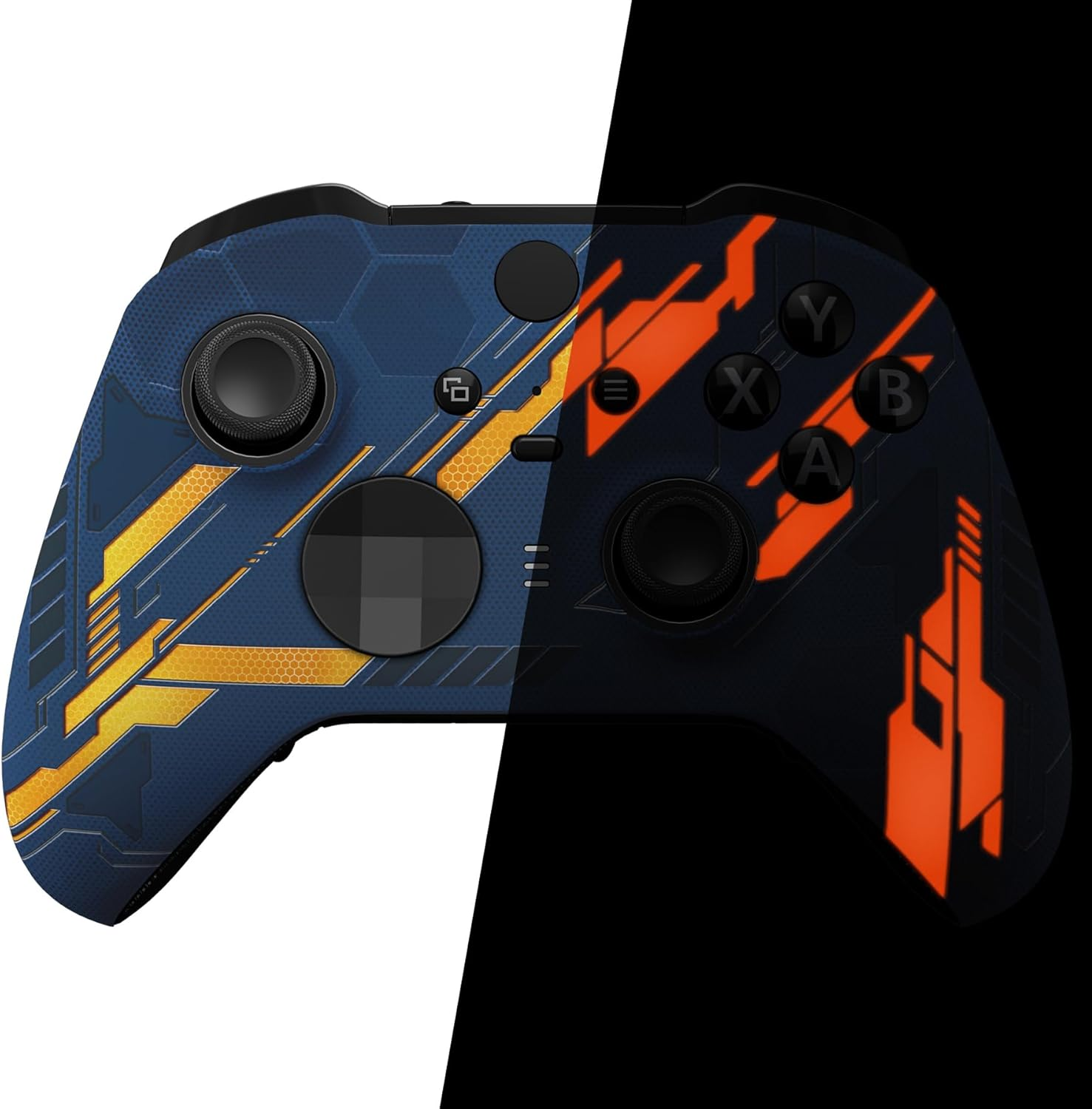 Extremerate Glow in Dark Mecha - Orange Replacement Faceplate Cover for Xbox One Elite Controller Series 2 (Model 1797), Custom DIY Front Housing Shell Case for Xbox Elite Series 2 Core Controller