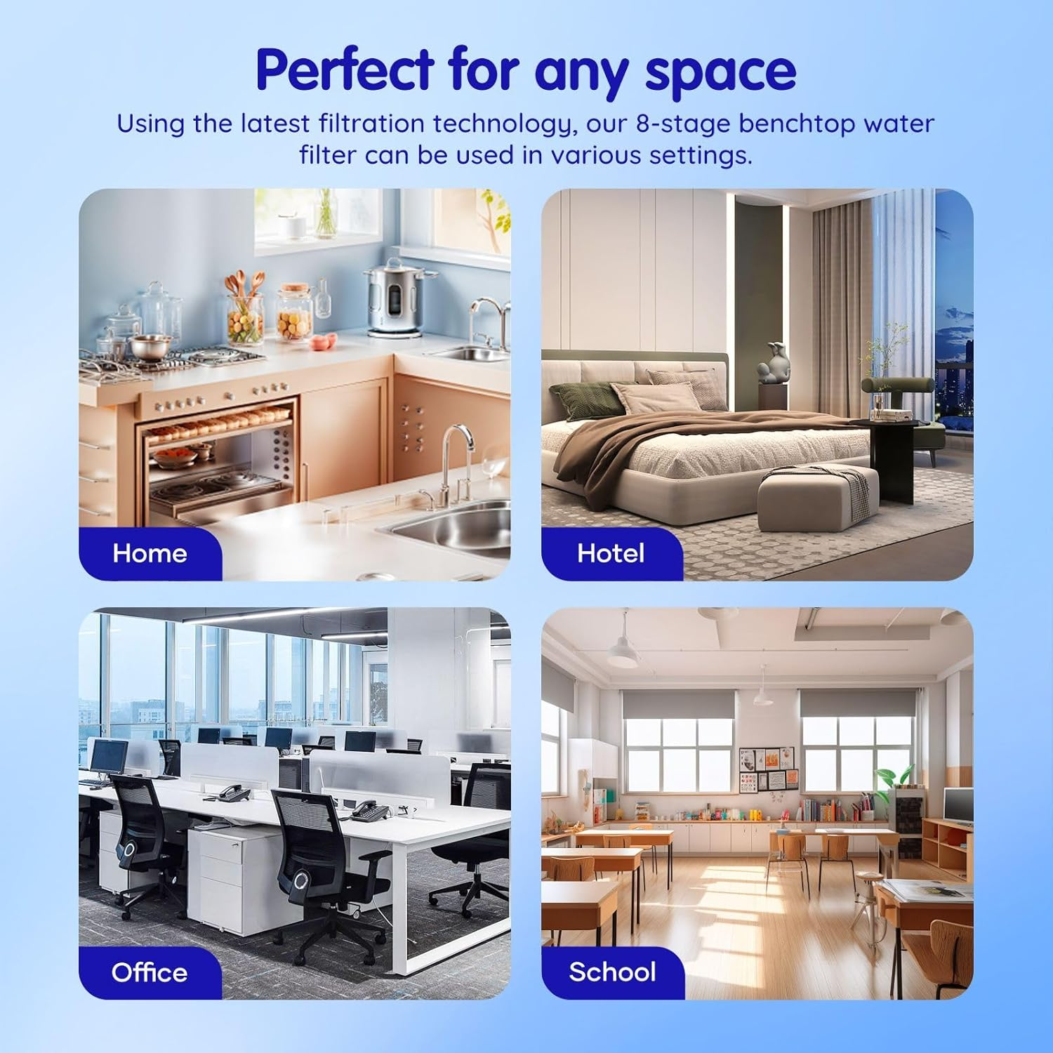 Maxkon 8 Stages Water Filter 16L Filtration Dispenser Countertop Home Office Mineral Carbon Ceramic Purifier System image number 3