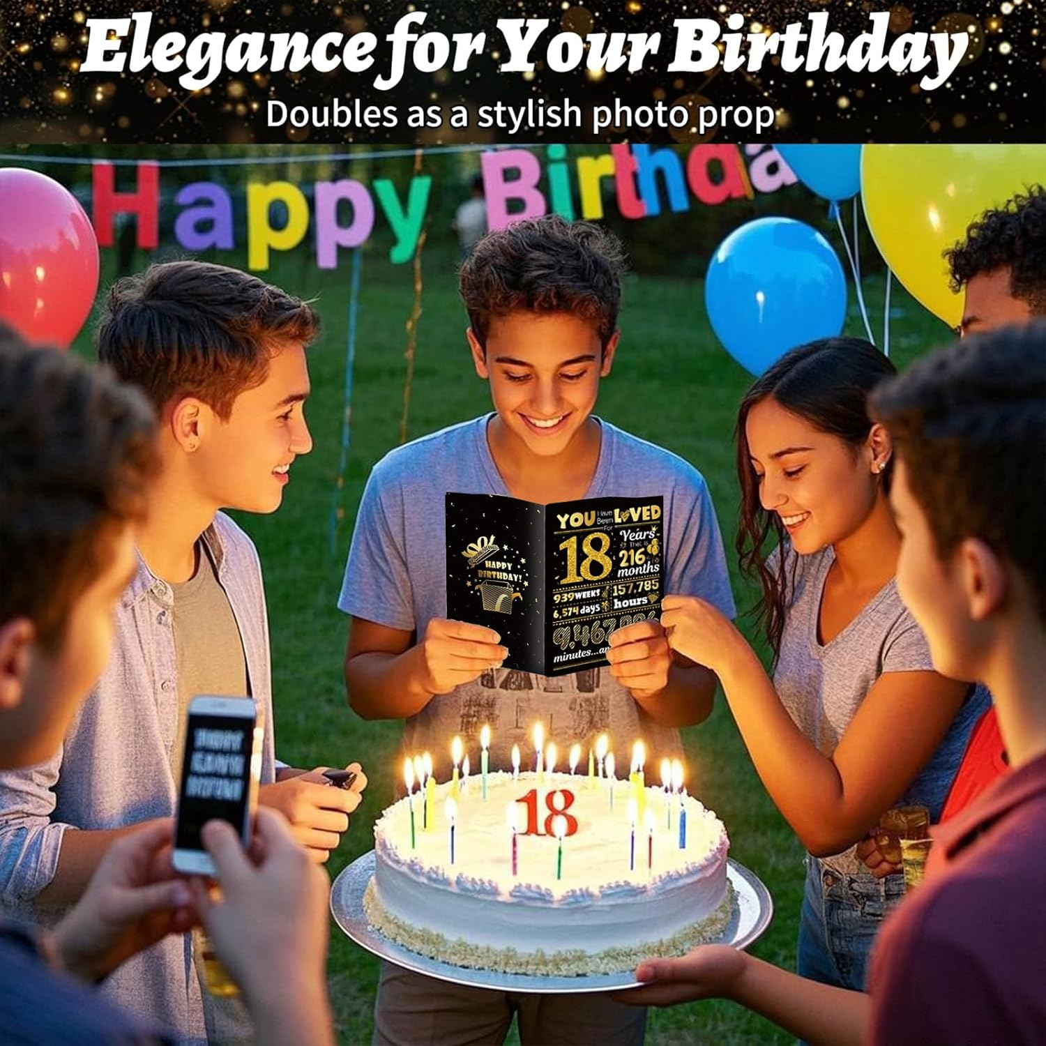 18Th Birthday Card for Women Men,Happy 18 Birthday Greeting Card for Mom Dad Husband Wife Brother Sister Friends,Party Decor Supply Ideas Birthday for Him or Her image number 5