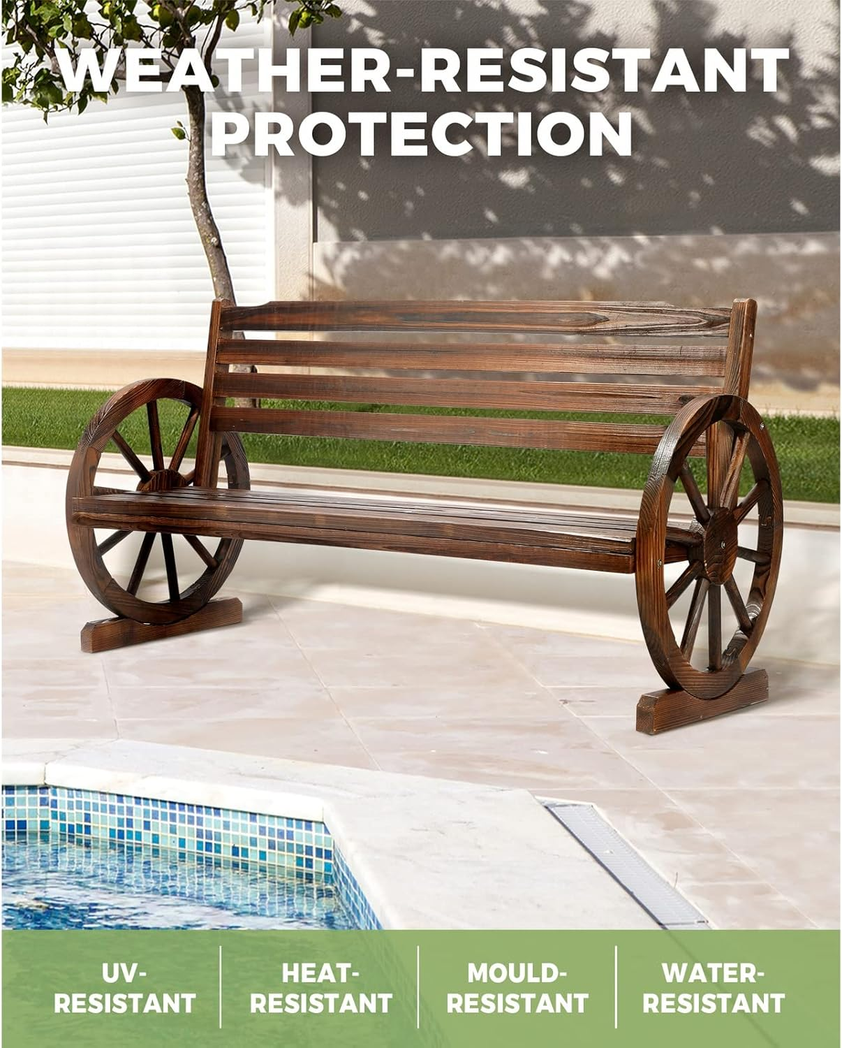 LIVSIP Outdoor Furniture Garden Bench Chair Patio Furniture Charcoal image number 5