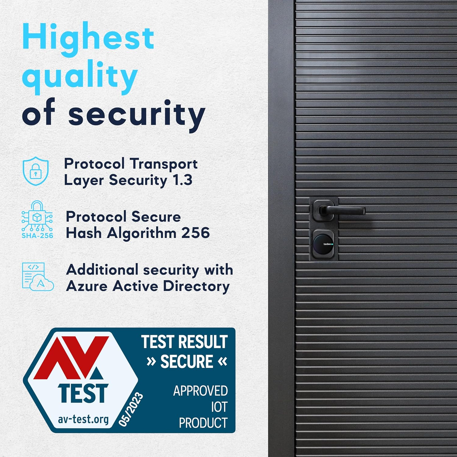 Tedee Go Smart Lock Black, Bluetooth Electronic Door Lock with Automatic Lock and App, Av-Test Certified image number 1
