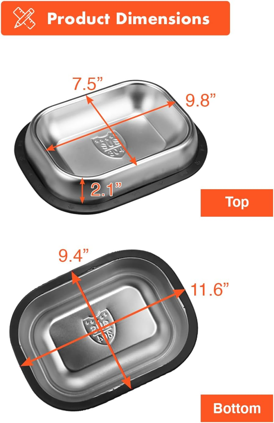 Stainless Steel Dog Bowl, Dog Bowl with Non-Slip Rubber Base, Water Bowl for Dogs, Large Dog Bowls, Metal Dog Bowls, Dog Bowls for Cats, Large Dog Bowls image number 1