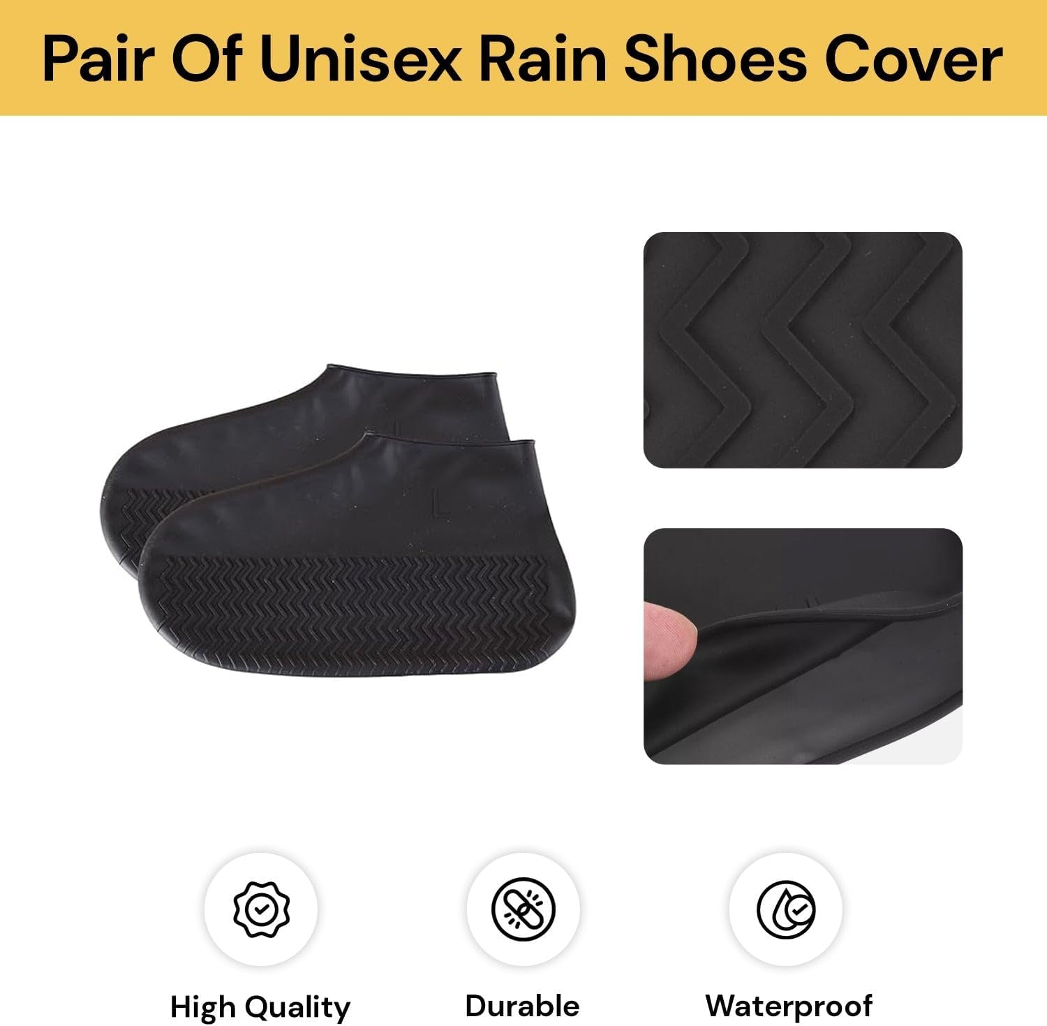 EZONEDEAL Waterproof Shoe Covers, Silicone Waterproof Shoe Covers Non-Slip Waterproof Overshoes Silicone Rubber Rain Boot Covers Shoe Protective Covers Non-Slip Shoe Boots Easy Clean Shoe Covers (L) image number 5