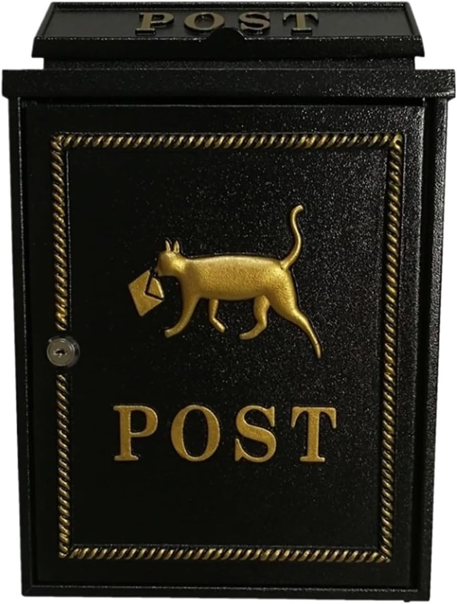Letterbox Dropbox outside Wall Mount Locking Mailbox with Sturdy Key Lock Outdoor Security Post Box Post Box(Black)