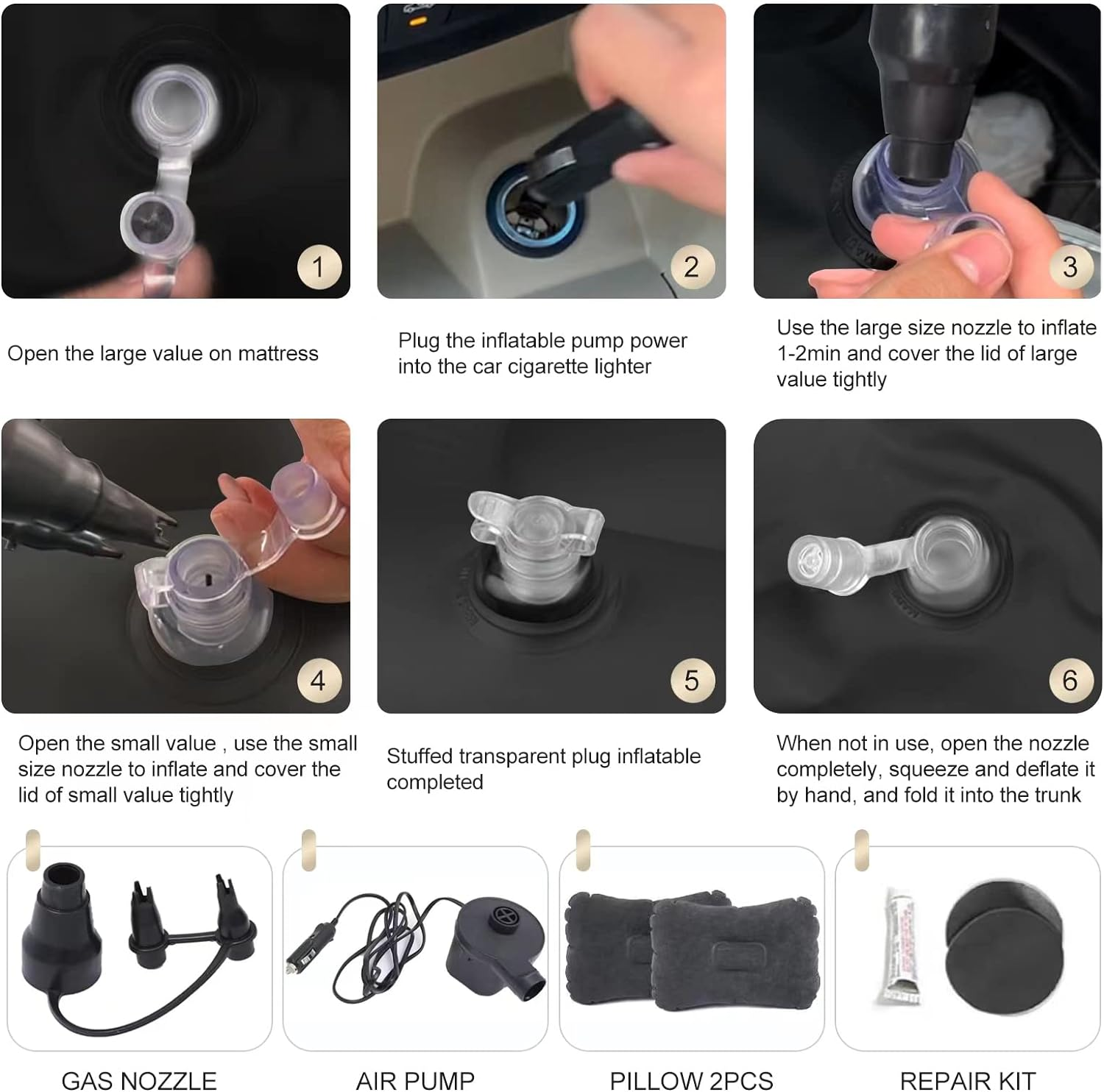 Lammyner Inflatable Bed for SUV Travel Bed Truck Air Mattress Car Sleeping for Camping, Hiking, Trip and Other Outdoor Activities (Black) image number 2