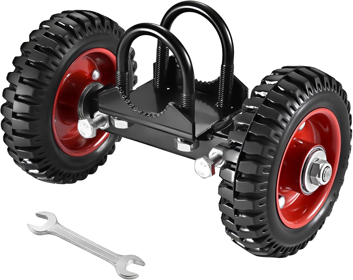 Soiiw Rolling Gate 6 Inch Rubber Wheel Carrier Heavy Duty for Driveway Chain Link Fence Metal Tube Gates and Rolling/Sliding Gates 550Lb Capacity,1-Pack (6 Inch-2 Wheel(One U-Bolt 2Inch))