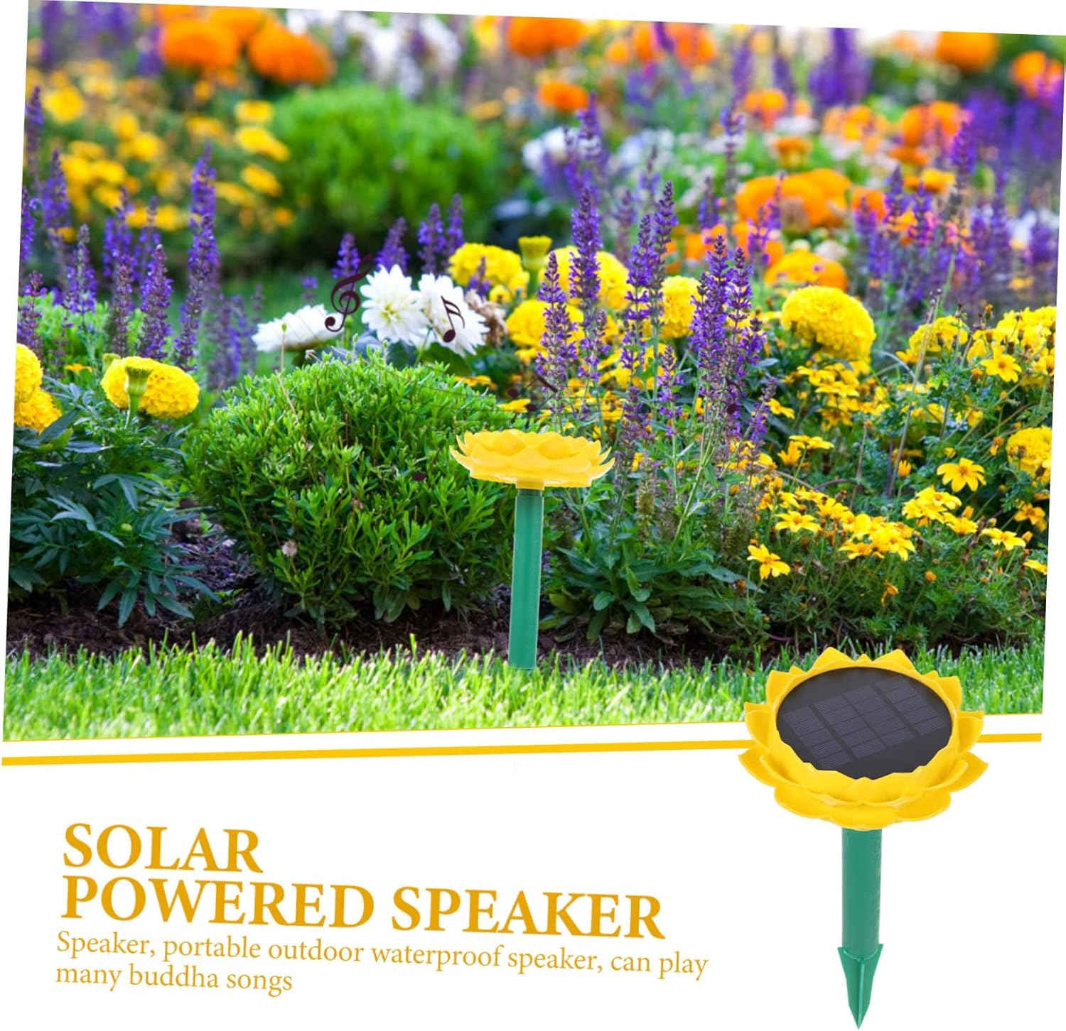 KOCKSHION Solar Powered Outdoor Lotus Speaker Buddhist Lotus Speaker Music Player Solar Powered for Garden Decoration image number 5