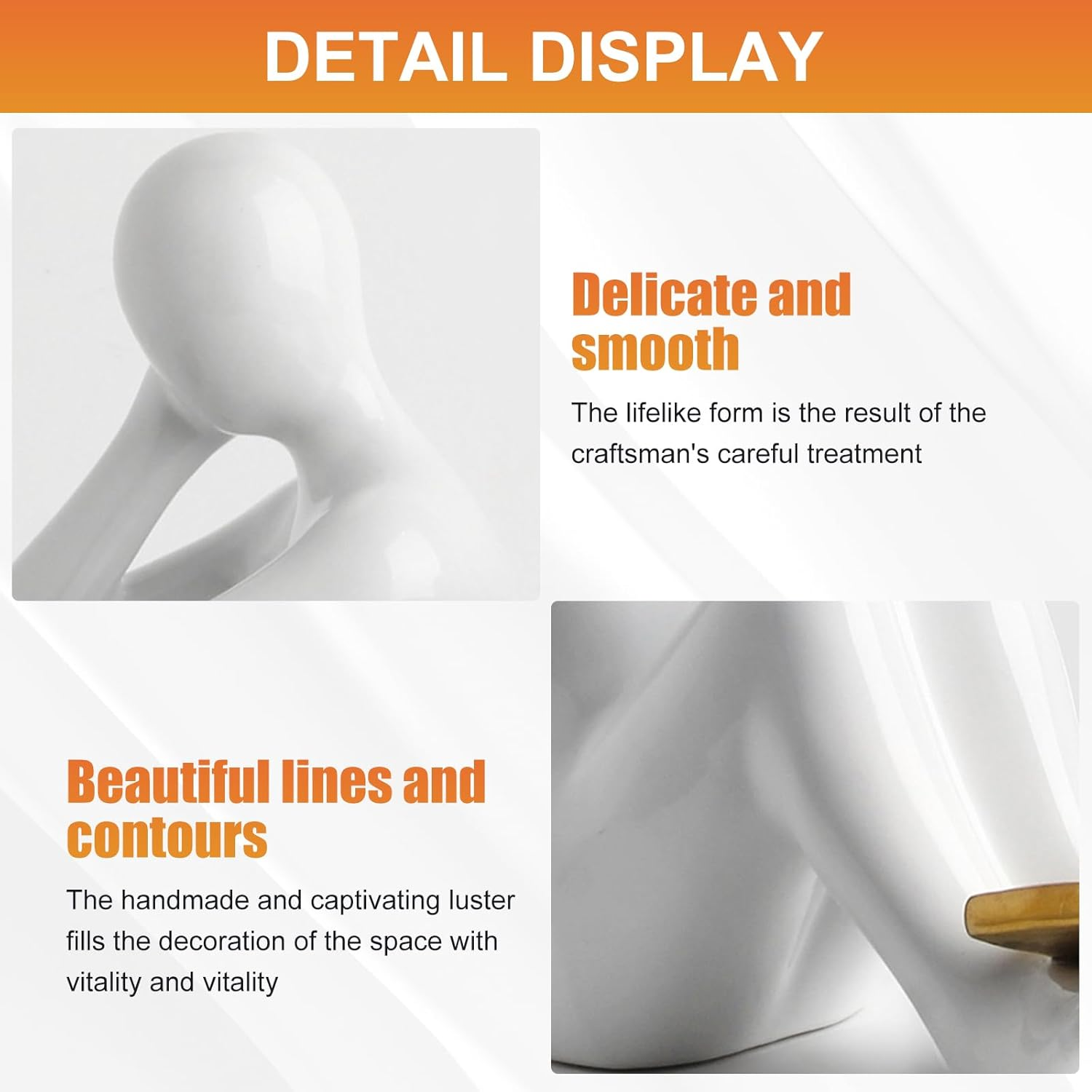 TOPSKY Modern Ceramic Bookends with 3 Decorative Books, Reading Statues, Book Sculpture, Book Statue, Book Figurine, Statue Art Sophisticated Decor for Shelves and Home (Black&White) - Silvery image number 3