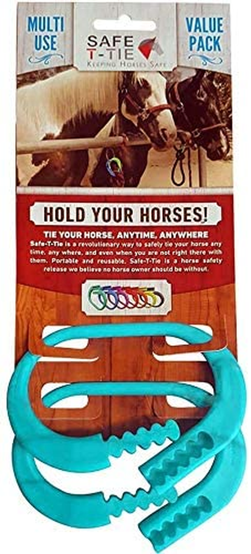 Safety Tie Injuries Preventing Horse Tether Tie - Portable, Versatile & Reusable Breakaway Horse Tie, Quick Release under Heavy Pressure W/ 5 Loop Settings, Multi-Purpose Horse Clip (2 Pcs Sky Blue) - Blue image number 2
