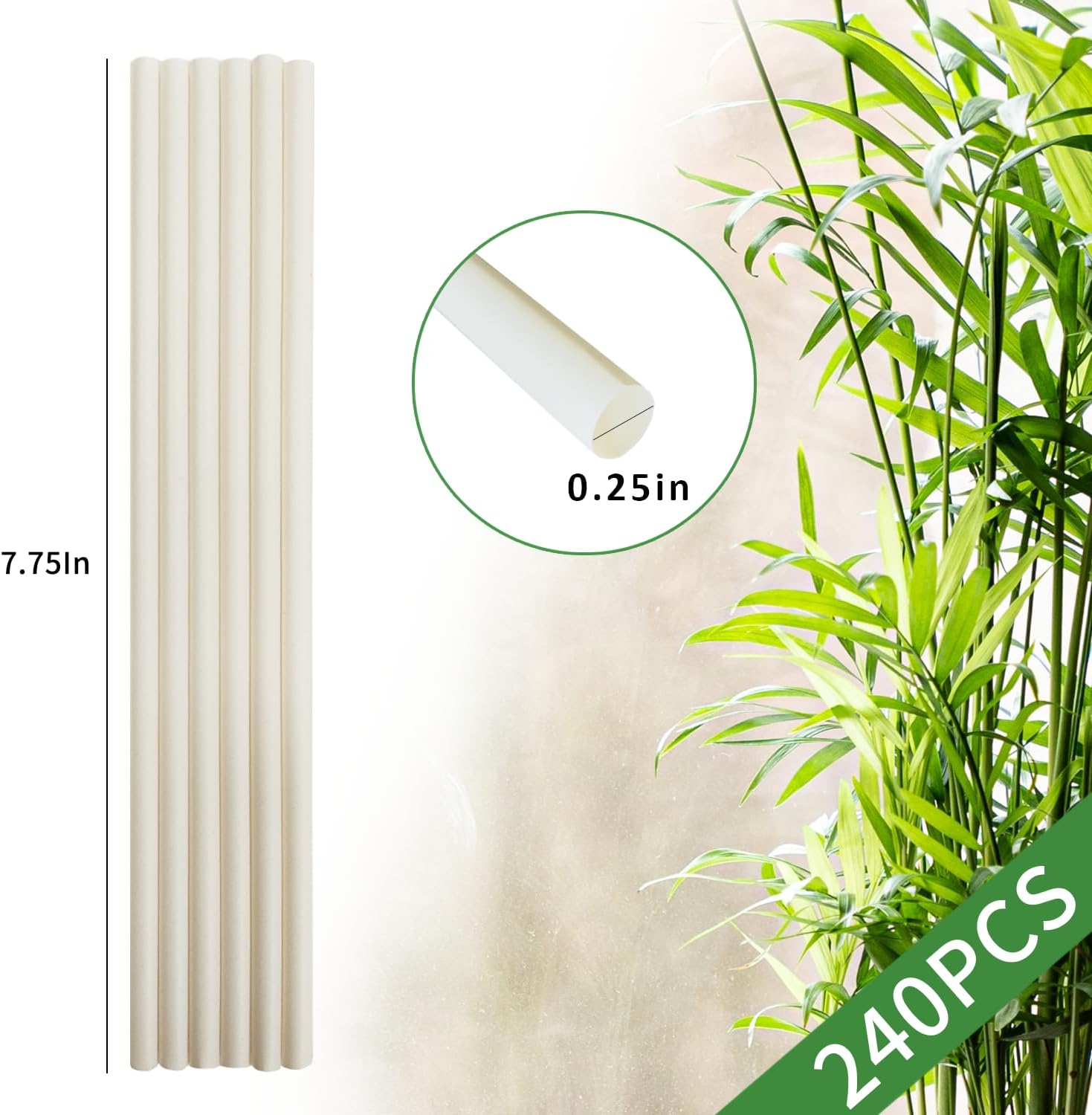 Bamboo Fiber Drinking Straws Biodegradable Bamboo Straws for Cocktail (6X197Mm Size, 240 Pack) image number 1