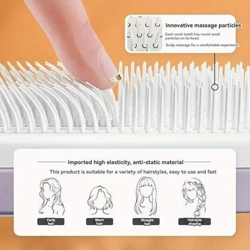 LEDON Rotating Lift Hair Comb - One-Button Cleaning Women Telescopic Massage Comb with Air Cushion, Anti-Static & Tangle-Free Design for Smooth Detangling & Styling (Purple) image number 4