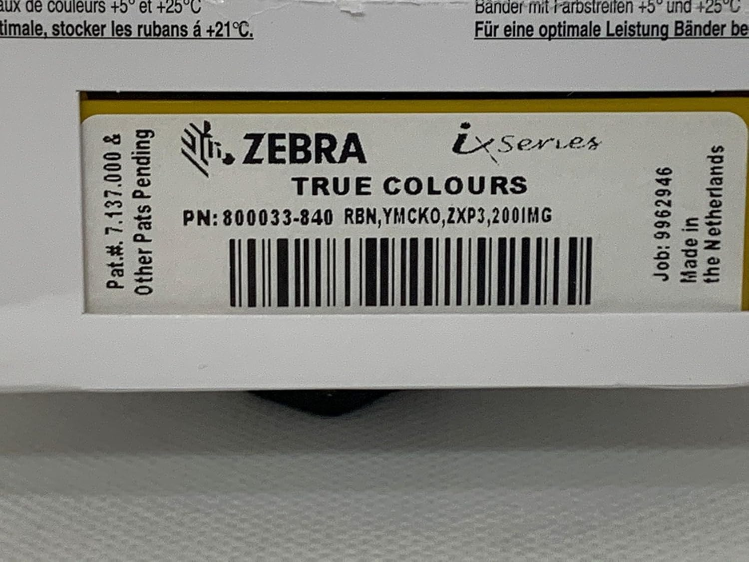 Zebra Technologies 800033-840 IX Series Color Ribbon for ZXP3 Card Printer image number 1