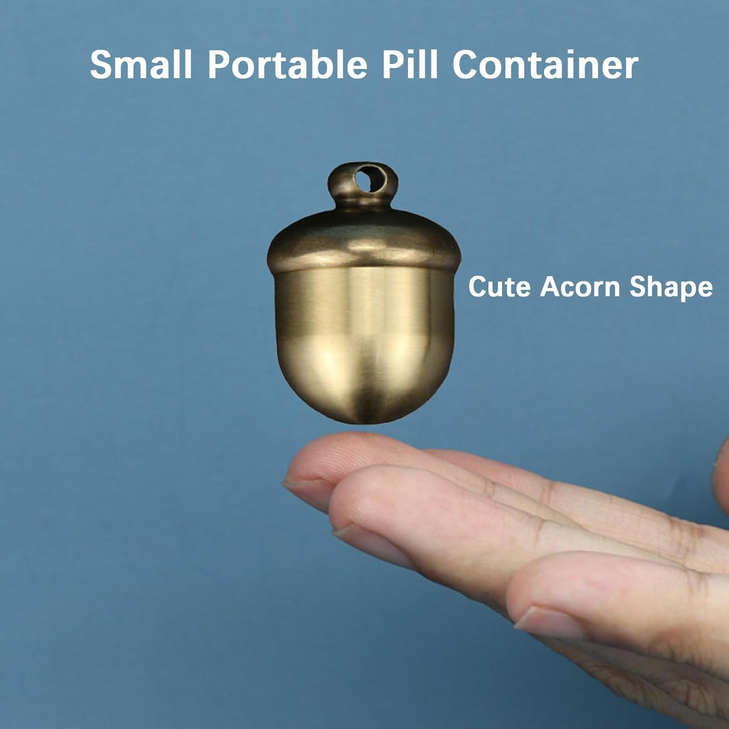 Keychain Pill Box Organiser, Waterproof Pill Holder with Lobster Clasp Clip, Brass Pill Container for Travel Pocket Purse, Cute Acorn Shape Pendant for Necklace, Small Portable EDC Pill Case with Keyring for Outdoor/Daily/Emergency image number 4
